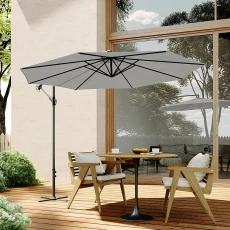 3M Outdoor Cantilever Garden Parasol with Cross Base - Grey