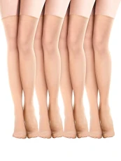 4 Pairs Women's Silk Thigh High Stockings Nylon Socks for Women Halloween Cosplay Costume Party Tights Accessory, Nude, XL 4 Pairs Women's Silk Thigh High Stockings Nylon Socks for Women Halloween Cosplay Costume Party Tights Accessory, Nude, XL