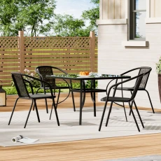 Seater Outdoor Garden Dining Bistro Set - Black