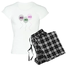 40Th Birthday Balloons Women's Light Pajamas Women's Novelty Cotton Pyjama Set, Comfortable PJ Sleepwear