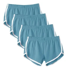 4PC Shorts for Women UK Casual Summer Sports Yoga Shorts Workout Athletic Running Gym Multicolour Lounge Wear Ladies Pants Beach Holiday Cropped Hot Bottoms Pajama Pants(A1-Blue,XXL)