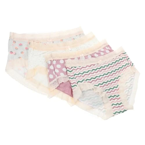 4pcs Printed Breathable Briefs Womens Panties Bikinis Womens Panties Printing Briefs Panties Panty Printing for Women Lady Underpants Nylon