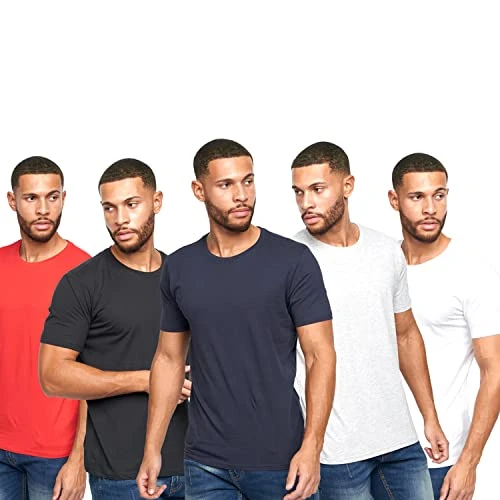 5 Pack Mens Classic Crew Neck T Shirt Men, Plain Cotton Men Tshirt Pack of Five, Casual Tee Top Clot