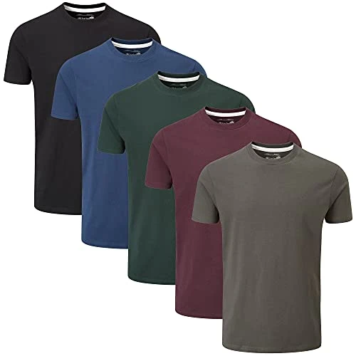 5 Pack Plain Crew Neck T-Shirt (X-Large, Dark Essentials Type 41)