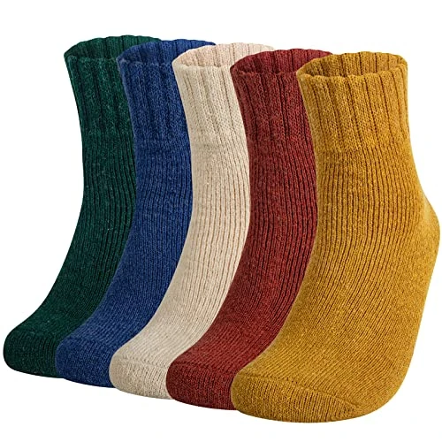 5 Pairs Womens Socks, Ladies Wool Kniting Socks Warm and Soft Socks for Winter Christmas Gifts for Women