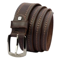 507 KAM01 Men's Belt, Elegant Men's Belt, Leather, Classic Buckle, Dark Brown 610 Kam01, 125 cm 507 KAM01 Men's Belt, Elegant Men's Belt, Leather, Classic Buckle, Dark Brown 610 Kam01, 125 cm
