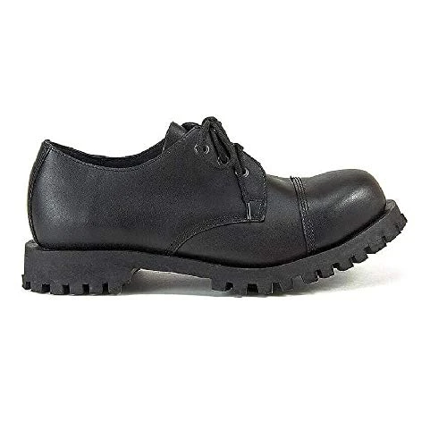 550 Punk Shoes Black Leather Unisex Ladies Men's 3 Eye Army Steel Toe Ranger Military