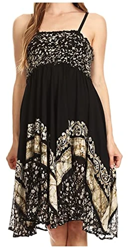55341 Aphrodite Embroidered Batik Dress - Black/White - OS