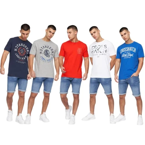 5Pack Mens Premium printed half sleeve Crew Neck T-Shirt(M,JENTHORP/ASSTD)