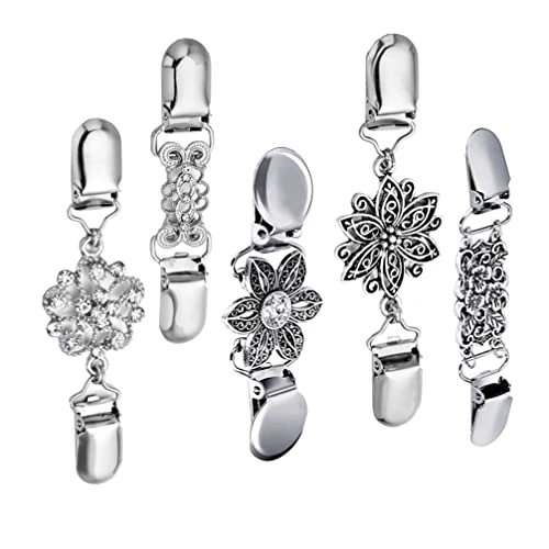 5pcs Alloy Sweater Clip Retro Cardigan Clips Cardigan Sweater Clips for Women Women’s Sweater Womens Sweater Dress Cardigan Chain Shirt Alloy Material Miss Shawl Collar Button