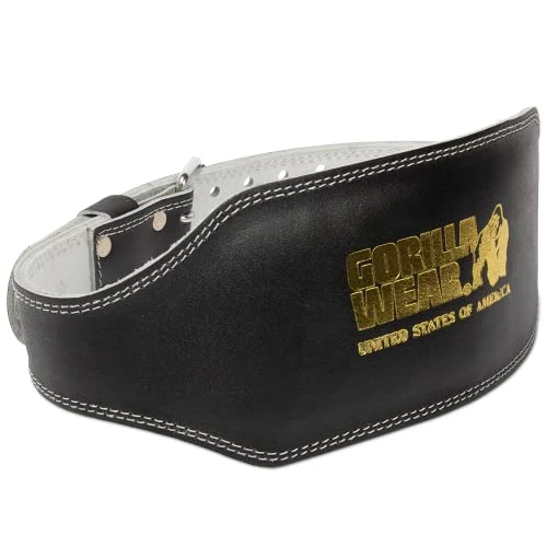 6 Inch Padded Leather Lifting Belt Black/Gold