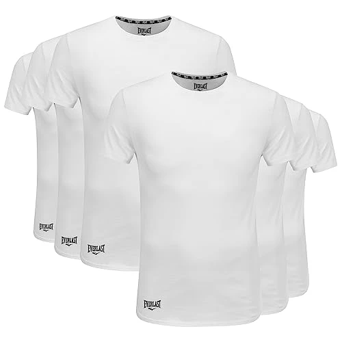 6-Pack Men's Essential Crew Neck Undershirts Breathable, Tagless, Mens T Shirt 60% Cotton / 40% Polyester (M, White)