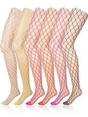 6 Pairs Fishnet Stockings Women's High Waist Lace Tights for Girls Ladies (Multicolored) 6 Pairs Fishnet Stockings Women's High Waist Lace Tights for Girls Ladies (Multicolored)