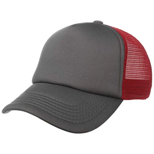 70s Rapper Mesh Cap Women/Men - Trucker Cap Made of 100% Polyester - Baseball Cap in one Size (55-60 cm) - Grey-red