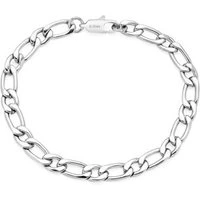 7mm Silver Steel Chain Bracelet - Silver