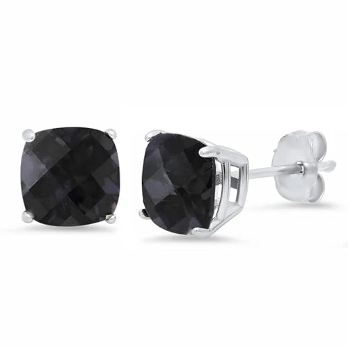 925 Sterling Silver 6mm Cushion Cut Birthstone Stud Earrings for Women