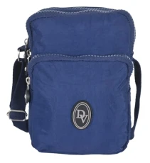 9A Small Three Section Women’s Zipper Phone Crossbody Nylon Water Resistant Ladies Travel Bag (Navy Blue)