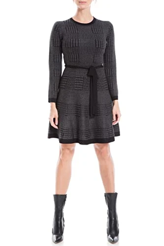 A-Line Sweaterdress, Black/Charcoal Box Herringbone, X-Small