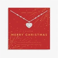 A Little Merry Christmas Heart Necklace - Silver