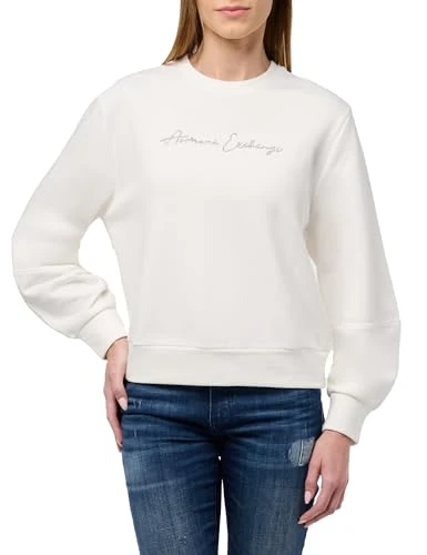 A | X  Women's Rhinestone Script Logo Crewneck Pullover Sweatshirt, Journal, XL