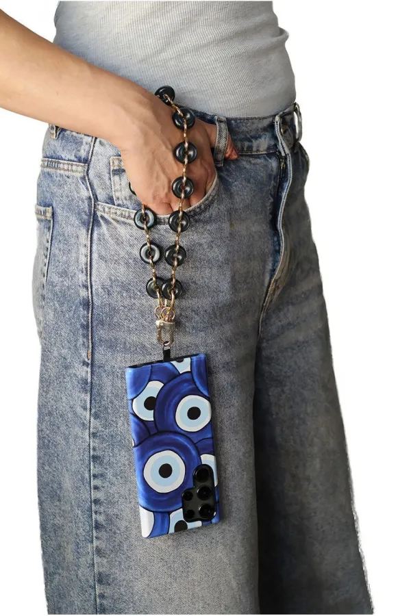 Accessories Acrylic Metal Chain Phone Strap - Black