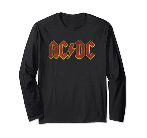 ACDC Distressed Red Logo Rock Music Band Long Sleeve T-Shirt