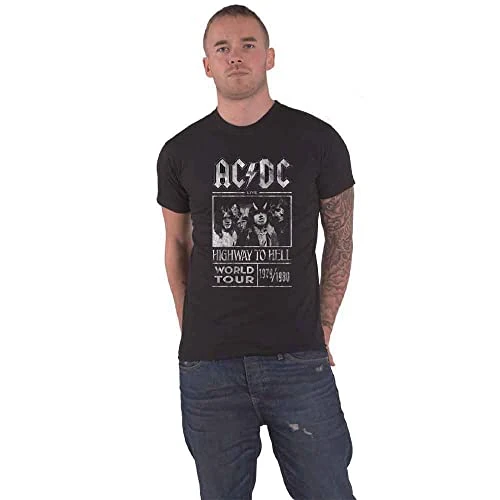 ACDC Men's  Highway to Hell World Tour 1979/1980 T-Shirt, Black (Black Black), Xx-Large