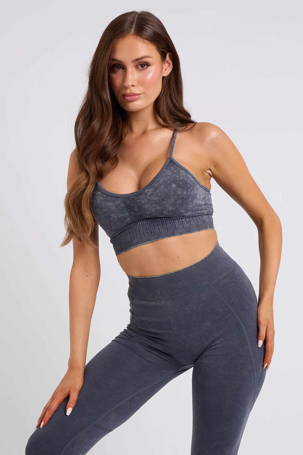 Acid Padded Strappy Sports Bra Grey /
