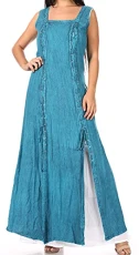 ADL20326 - Riva Women's Sleeveless Chemise + Over Dress Medieval Celtic Renaissance - Turquoise - S/M ADL20326 - Riva Women's Sleeveless Chemise + Over Dress Medieval Celtic Renaissance - Turquoise - S/M
