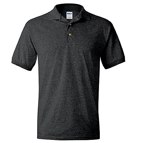 Adult DryBlend Jersey Short Sleeve Polo Shirt (L) (Dark Heather)