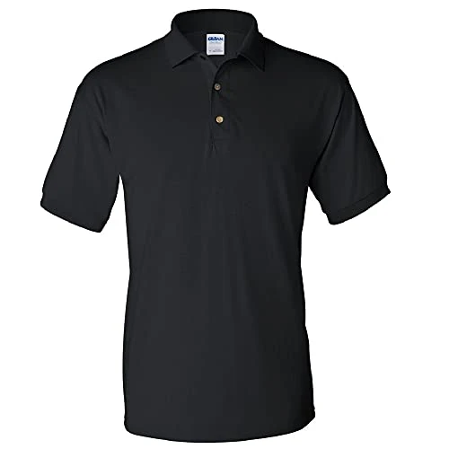 Adult DryBlend Jersey Short Sleeve Polo Shirt (M) (Black)