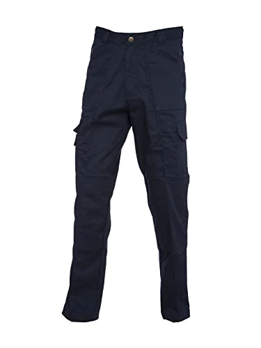 Adults Full Length Sewn Front Cargo Action Trousers Mens Plain Pocketed Workwear Pants