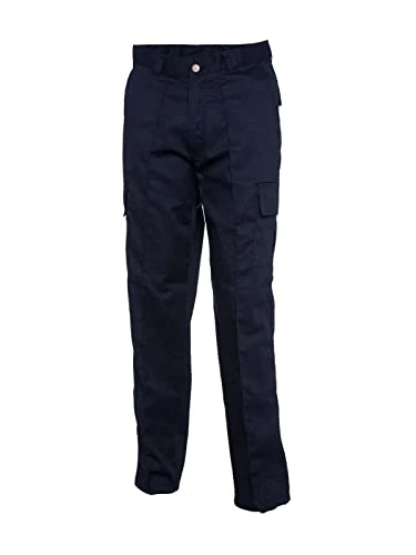 Adults Full Length Sewn Front Cargo Trousers Mens Plain Pocketed Heavy Duty Work Pants