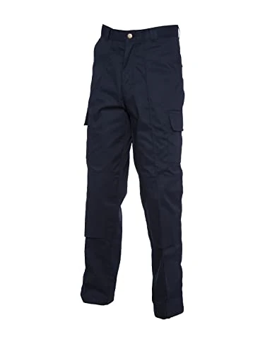 Adults Full Length Workwear Plain Cargo Trousers Mens Flat Front Knee Pad Pocketed Pants