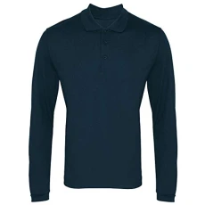 Adults Long Sleeve Collared Neck Shirt Mens Plain Casual Sports Wear T Shirt Navy 3X Large