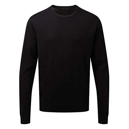 Adults Long Sleeve Cotton Knitted Crew Neck Sweater Mens Casual Winter Wear Top (Black 3X-Large)