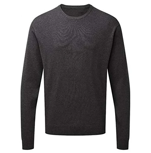 Adults Long Sleeve Cotton Knitted Crew Neck Sweater Mens Casual Winter Wear Top (Charcoal 3X-Large)