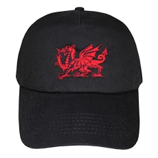 Adult's Welsh Dragon Baseball Cap (Black), M-L Adult's Welsh Dragon Baseball Cap (Black), M-L