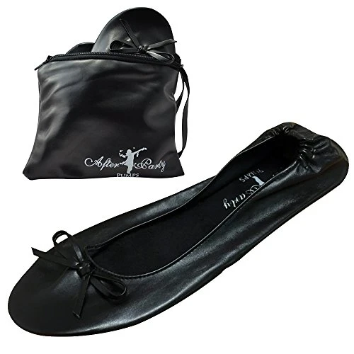 After Party Pumps® Back to Black Size UK 5-6 Ladies Roll Up Shoes Fold Up Pumps Foldable with Carri