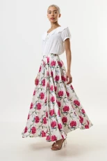 Agatha Loveflower Print Circle Maxi Skirt - pink