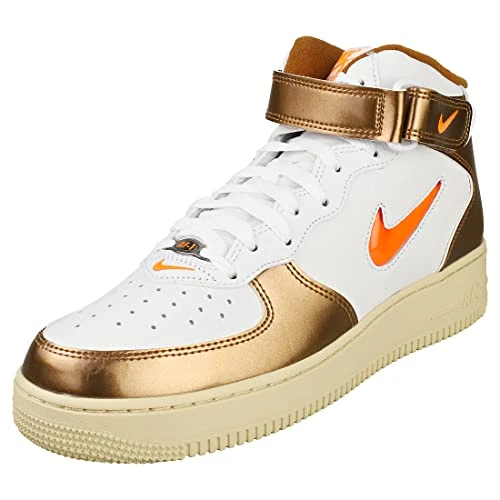 Air Force 1 Mid Qs Mens Fashion Trainers in White Gold - 10 UK