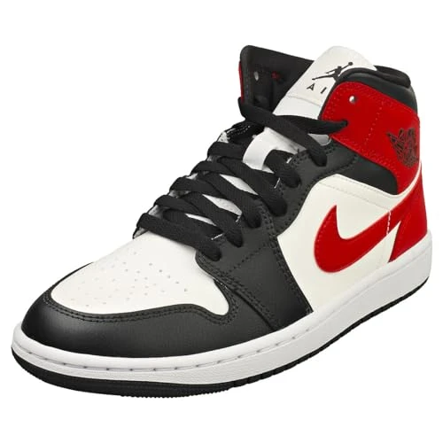 Air Jordan 1 Mid Women, Sail/Gym Red-off Noir-white, 5 UK