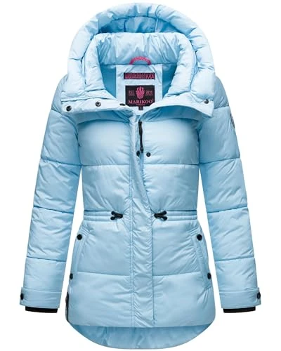 Akumaa Women's Winter Jacket Quilted Jacket Warm with Hood Baby Blue Size S, baby blue, S