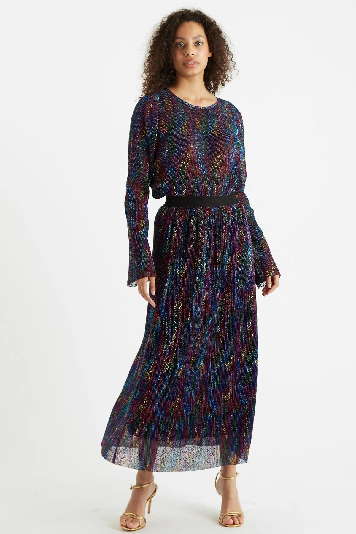 Aldo Plisse Foil Print Midi Skirt - Multicolour