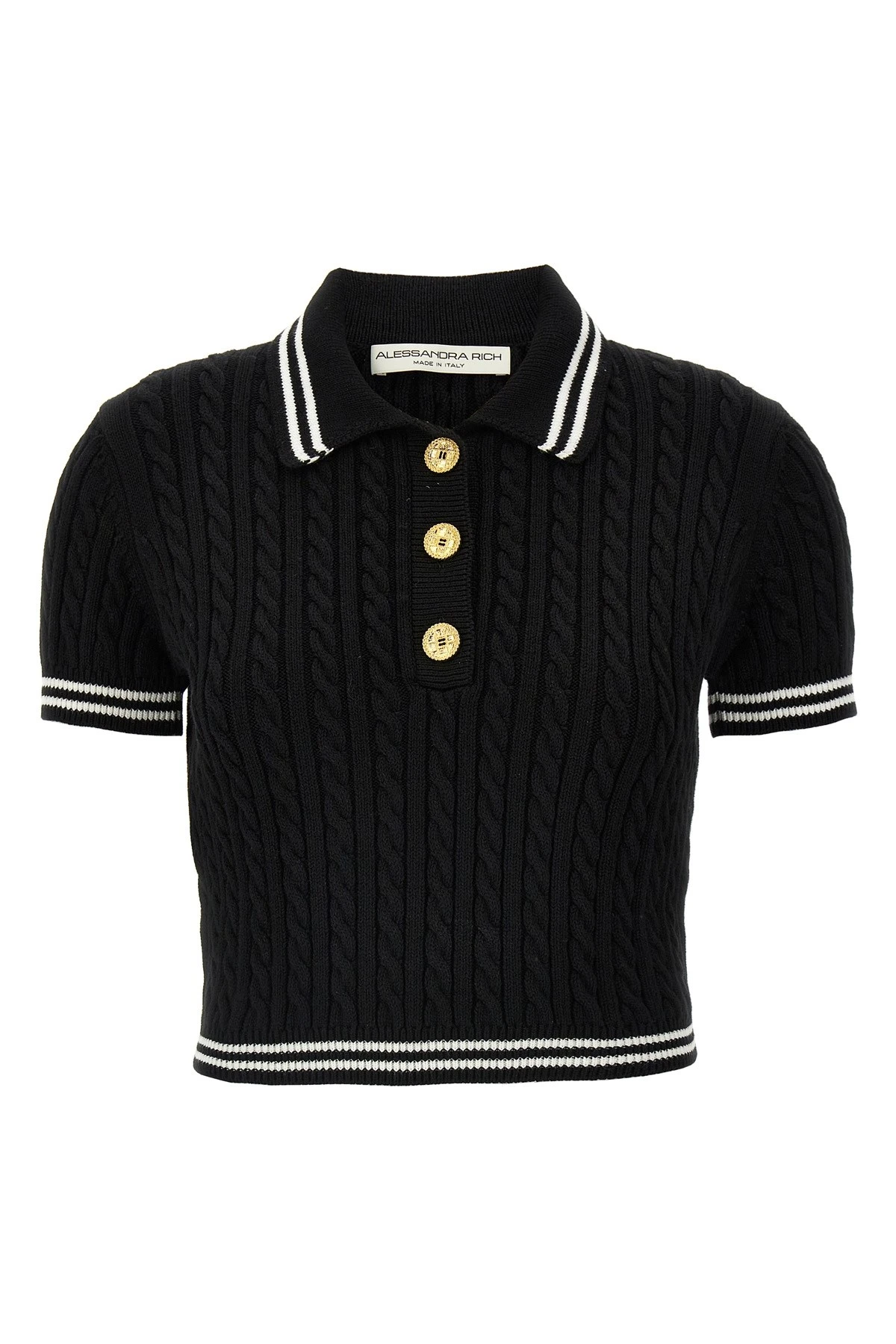 ALESSANDRA RICH Braided Polo Shirt