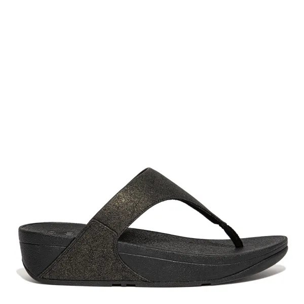 All Black Lulu Shimmer Toe Post Sandals - Black