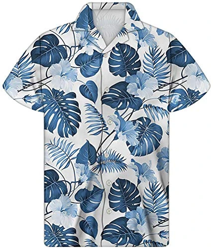 Aloha Hawaiian Shirt for Men Plus Size 2XL Funky Casual Button Down Beach Shirts Youth Boys Tropical