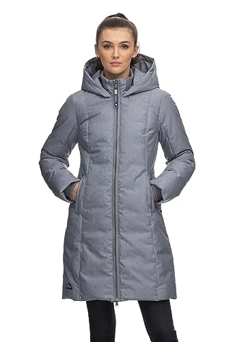 Amarri women's coat, parka, quilted coat, long jacket, stand-up collar, waterproof, Arctic Blue 2321