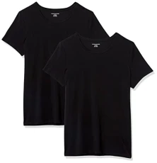 Amazon Essentials Women's Classic-Fit Short-Sleeve Crewneck T-Shirt, Pack of 2, Black, XL