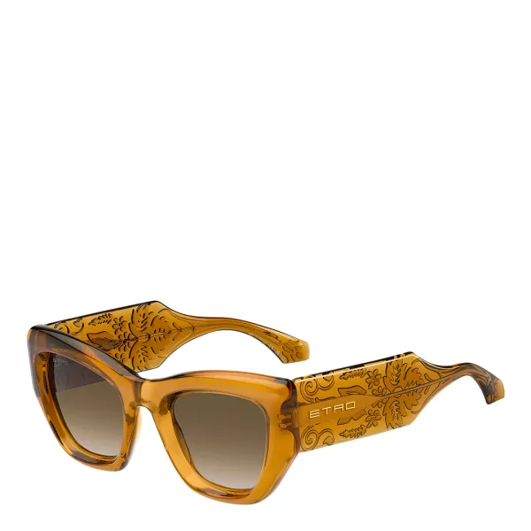 Amber Gold Rectangular Sunglasses 51mm - Brown